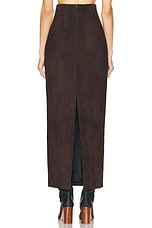 KHAITE Loxley Skirt in Dark Brown, view 3, click to view large image.