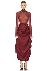 KHAITE Olula Skirt in Oxblood, view 5, click to view large image.