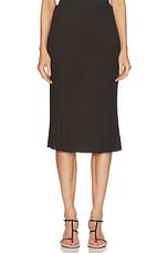 KHAITE Leema Skirt in Dark Brown, view 1, click to view large image.