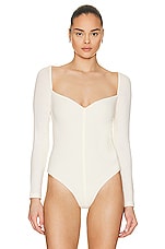 KHAITE Mara Bodysuit in Cream, view 2, click to view large image.