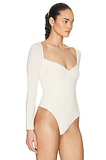 KHAITE Mara Bodysuit in Cream, view 3, click to view large image.