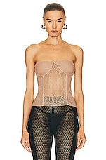 KHAITE Lori Bustier Top in Almond, view 1, click to view large image.
