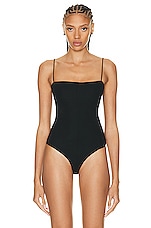 KHAITE Luza Bodysuit in Black, view 2, click to view large image.