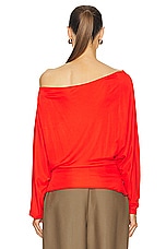 KHAITE Juno Top in Fired Red, view 4, click to view large image.