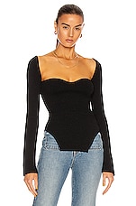 KHAITE Maddy Long Bustier Top in Black, view 2, click to view large image.