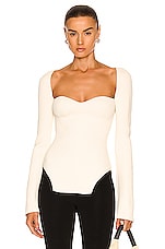 KHAITE Maddy Long Bustier Top in Cream, view 1, click to view large image.