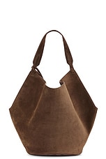 KHAITE Lotus Suede Medium Tote Bag in Cedar, view 1, click to view large image.