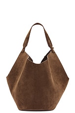 KHAITE Lotus Suede Medium Tote Bag in Cedar, view 3, click to view large image.