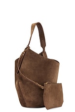 KHAITE Lotus Suede Medium Tote Bag in Cedar, view 4, click to view large image.