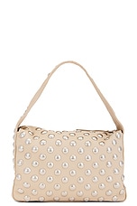 KHAITE Elena Silver Stud Shoulder Bag in Dark Ivory, view 3, click to view large image.