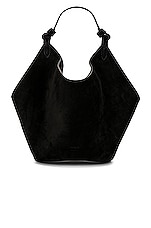 KHAITE Mini Lotus Bag in Black, view 1, click to view large image.