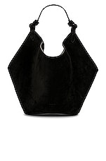 KHAITE Mini Lotus Bag in Black, view 3, click to view large image.