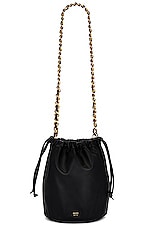 KHAITE Aria Medium Bucket Bag in Black, view 1, click to view large image.