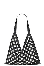 KHAITE Sara Small Silver Stud Tote Bag in Black, view 1, click to view large image.