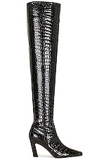 KHAITE Marfa Classic Over The Knee Heel Boot in Black, view 1, click to view large image.