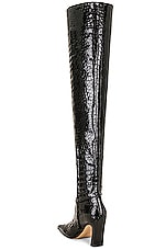 KHAITE Marfa Classic Over The Knee Heel Boot in Black, view 3, click to view large image.