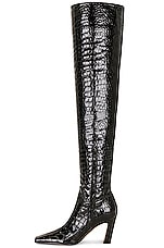 KHAITE Marfa Classic Over The Knee Heel Boot in Black, view 5, click to view large image.