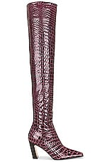 KHAITE Marfa Classic Over The Knee Heel Boot in Bordeaux, view 1, click to view large image.