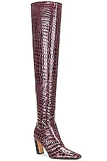 KHAITE Marfa Classic Over The Knee Heel Boot in Bordeaux, view 2, click to view large image.