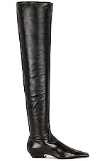KHAITE Marfa Classic Flat Over The Knee Boot in Black, view 1, click to view large image.