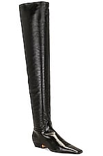 KHAITE Marfa Classic Flat Over The Knee Boot in Black, view 2, click to view large image.