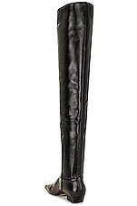 KHAITE Marfa Classic Flat Over The Knee Boot in Black, view 3, click to view large image.