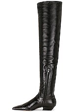 KHAITE Marfa Classic Flat Over The Knee Boot in Black, view 5, click to view large image.