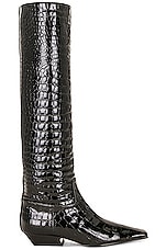 KHAITE Marfa Classic Flat Knee High Boot in Black, view 1, click to view large image.
