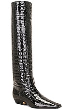 KHAITE Marfa Classic Flat Knee High Boot in Black, view 2, click to view large image.