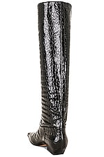 KHAITE Marfa Classic Flat Knee High Boot in Black, view 3, click to view large image.