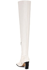 KHAITE Marfa Classic Over The Knee Heel Boot in Off White, view 3, click to view large image.