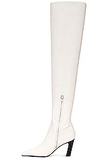 KHAITE Marfa Classic Over The Knee Heel Boot in Off White, view 5, click to view large image.