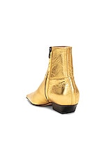 KHAITE Marfa Classic Flat Ankle Boot in Gold, view 3, click to view large image.