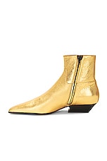 KHAITE Marfa Classic Flat Ankle Boot in Gold, view 5, click to view large image.