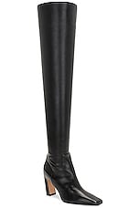 KHAITE Marfa Classic Over The Knee Heel Boot in Black, view 2, click to view large image.