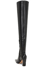 KHAITE Marfa Classic Over The Knee Heel Boot in Black, view 3, click to view large image.
