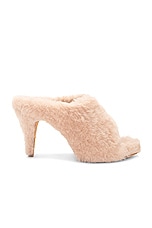 KHAITE Marion Shearling Sandal in Blush, view 1, click to view large image.