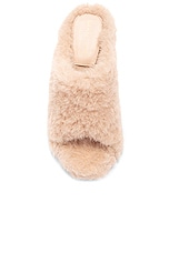 KHAITE Marion Shearling Sandal in Blush, view 4, click to view large image.