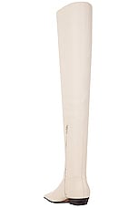 KHAITE Marfa Classic Flat Over The Knee Boot in Off White, view 3, click to view large image.