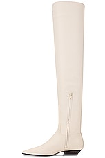 KHAITE Marfa Classic Flat Over The Knee Boot in Off White, view 5, click to view large image.