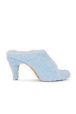 KHAITE Marion Shearling Sandal in Baby Blue, view 1, click to view large image.