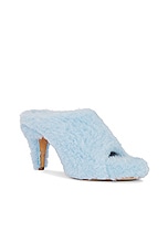 KHAITE Marion Shearling Sandal in Baby Blue, view 2, click to view large image.