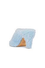 KHAITE Marion Shearling Sandal in Baby Blue, view 3, click to view large image.