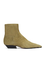 KHAITE Marfa Classic Flat Ankle Boot in Khaki, view 1, click to view large image.