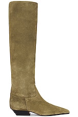 KHAITE Marfa Classic Flat Knee High Boot in Khaki, view 1, click to view large image.