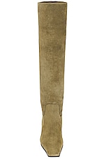 KHAITE Marfa Classic Flat Knee High Boot in Khaki, view 4, click to view large image.