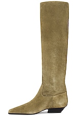 KHAITE Marfa Classic Flat Knee High Boot in Khaki, view 5, click to view large image.