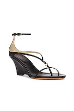 KHAITE Marion Ankle Strap Wedge Sandal in Black, view 2, click to view large image.