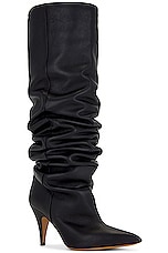 KHAITE River Knee High Boot in Black, view 2, click to view large image.