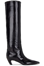 KHAITE Davis Knee High Boots in Black, view 1, click to view large image.